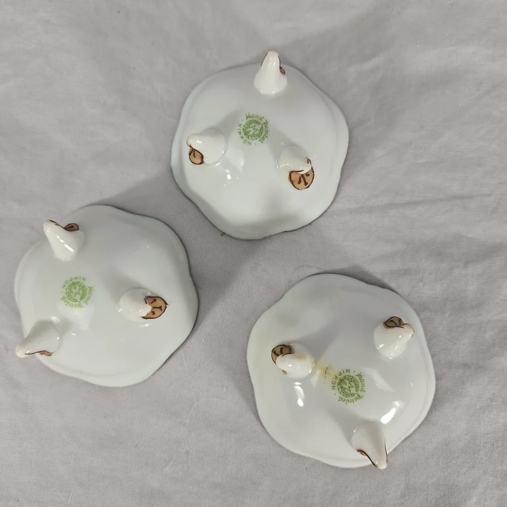 Vintage (3) Nut Bowls Hand Painted Nippon  Japan Perfect for Chestnuts